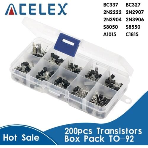 BC337 BC327 2N2222 2N2907 2N3904 2N3906 S8050 S8550 A1015 C1815 10Values*20pcs=200/set Transistors Box Pack Transistor kit TO-92
