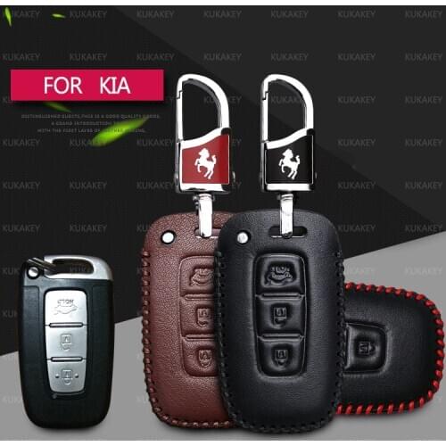 Real Leather Car Smart Key Case Cover For Kia Picanto Cerato Sportage 3 4 Ceed Rio 3 4 5 Stinger Ceed Sorento Xm Soul K5 Keyring