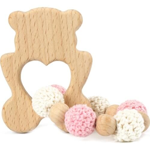 DIY Wooden Teether Beech Wood Pendant For Pacifier Chain Baby Products Animal Wooden Blank Rodent Baby Teethers for Newborn Toys