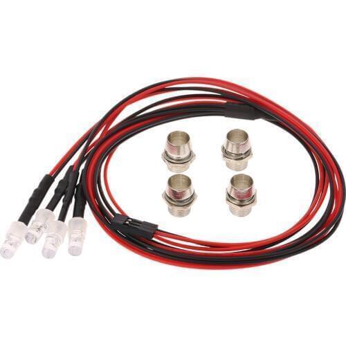 4 LED Lights Lamp Kit 2 White 2 Red for RC Car 1/10 1/8 Traxxas HSP Redcat RC4WD Tamiya Axial SCX10 D90 HPI RC Car Model Parts