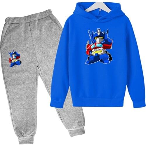 Optimus Prime Hoodie Suit Cotton Kids Hoodie And Pant Two-piece Children Transformers Clothing Set 4-14 Years Girl Boys Clothes
