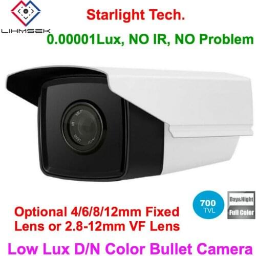 Lihmsek 1/3'' SONY HAD CCD 700TVL Day/Night Starlight Video Camera Waterproof IR Bullet Surveillance Camera with 2.8-12mm lens