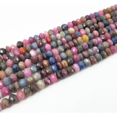 Lii Ji Unique Real Rubys Sapphires Abacus Shape Faceted beads 4x6mm Approx 39cm DIY Jewelry Making Necklace Bracelet