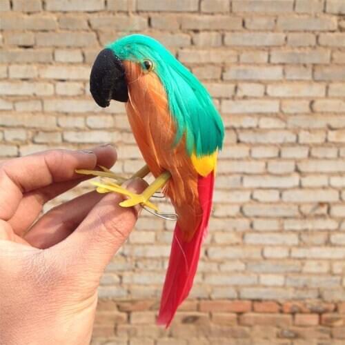 About 16cm small simulation green crown parrot toy foam&furs colourful parrot model doll gift 1938