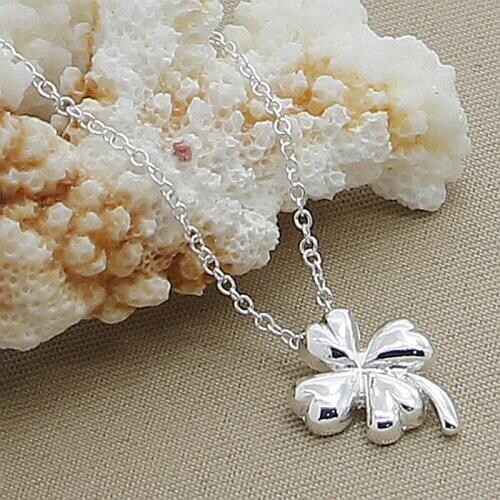 Fashion 925 Silver Four-Leaf Clover Pendant Necklace Silver Jewelry Chain Necklace For Women Christmas Gift