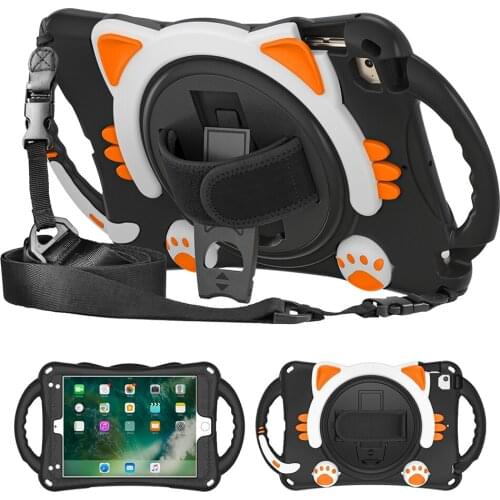 Soft Silicone Case with Portable Handle and Kickstand for iPad Mini 5 Shockproof Cover for iPad Mini 4 3 2 1+Shoulder Strap