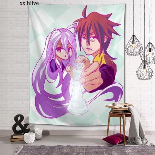 Custom No Game No Life Hanging Fabric Background Wall Covering Home Decoration Blanket Tapestry Bedroom,Living Room Wall Decor