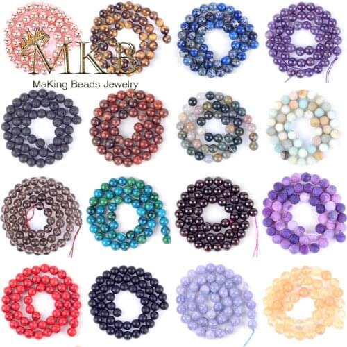 Free Shipping Natural Round Tiger Eye Amazonite Garnet Howlite Turquoises Quartz Stone Beads For Jewelry Making Pick 30color