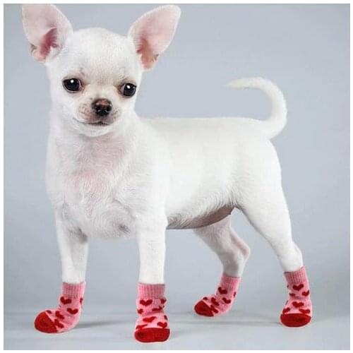 4pcs Warm Puppy Dog Socks Soft Pet Knits Socks Cute Cartoon Anti Slip Socks Warm Puppy Dog Shoes Small Medium Dogs Pet Product S
