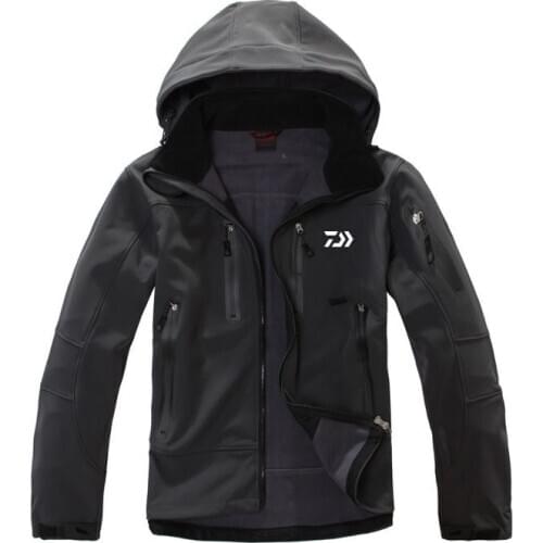 2020 New Fishing Jackets Men Outdoor Waterproof Fleece Warm Climbing Fishing Clothing Hooded Soft Shell Fishing Clothes