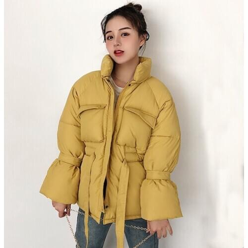 2021 New Fashion Women winter jackets parkas Thick warm Lantern sleeve tops jackets Slim solid sweet jackets for female BG250