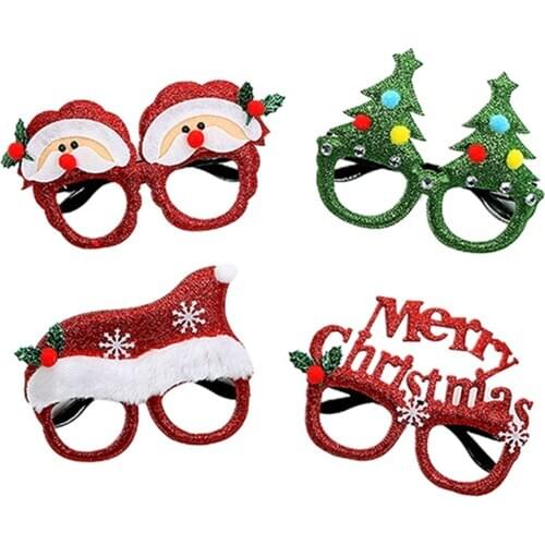 Christmas Glasses Cute Santa Snowman Hat Tree Glitter Party Glasses Creative Funny Photo Props for Adults Children