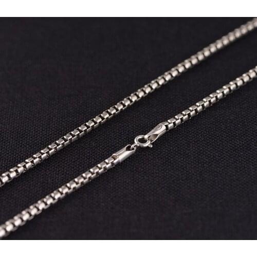 S925 Silver Thai Retro Unisex Silver Box Chain Clavicle Chain Pendant Chain Wholesale