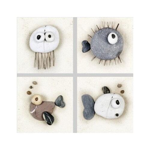 Nordic Modern Simple Oil Painting Stone Fish Animal Frameless Decorative Painting Living Room Dining Room Canvas Wall Art