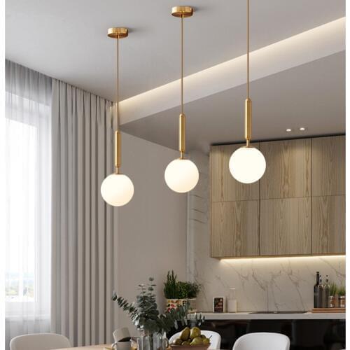 Nordic Single Head Glass Chandelier Lighting Modern LED Pendant Lamps Living Room Bedside Bedroom Restaurant Decoration Fixtures