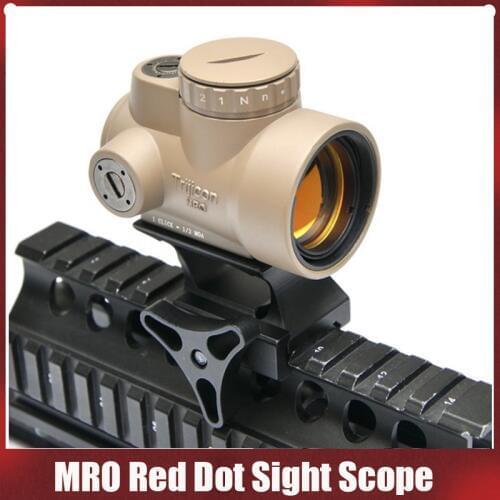 Tactical trijicon MRO style 1x red dot sight scope with high and Low picatinny rail mount base hunting shooting