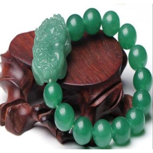 Dark Green 100% Natural Hetian Stone Bracelet Carving Buddha Head Beads Women Mens Gift Bracelets Nephrite Qing Jades Jewelry
