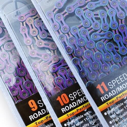 VG Sports 9 10 11 Speed Bicycle Chain Bike Chain Half Hollow Mountain Road Bike Chains Ultralight 116L Colorful MTB