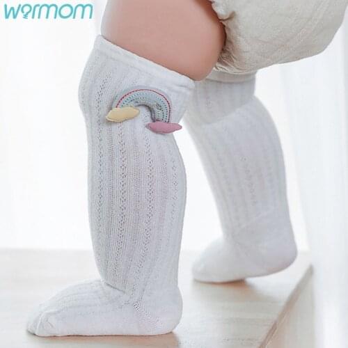 Warmom Rainbow Mesh Breathable Baby Socks Knee High Newborn Baby Accessories Infant Newborn Summer Children Cute Socks