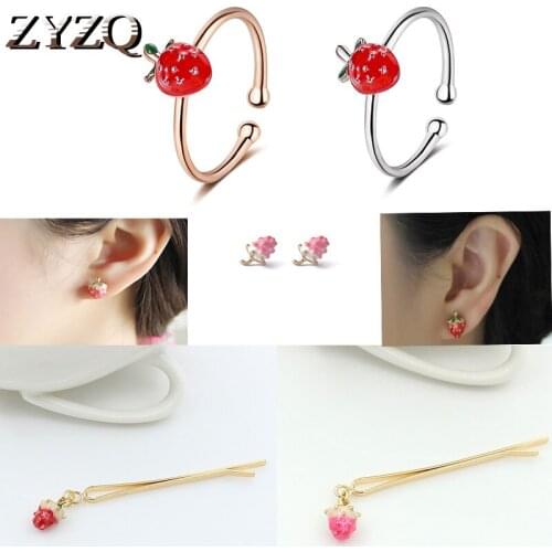 ZYZQ 2020 New Women Stud Earrings Lovely Fruit Earring Simulation Strawberry Accessories Gift For Girl Cute Daily Jewelry