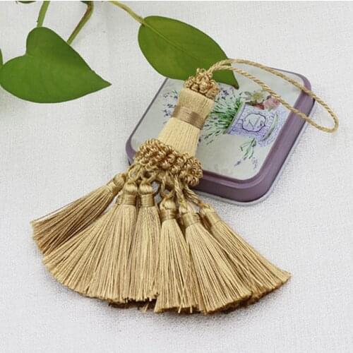 1Pc Golden Tassels Hanging Decoration Crafts Silk Fringe Tassel Keychains Brush DIY Decor for Bags Doors Curtain Bookmarks Keys