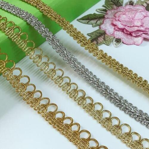 10Yards Wave Trim Sewing Lace Gold Silver Centipede Braided Lace Ribbon Home Party Decoration DIY Clothes Curve Lace Accessories