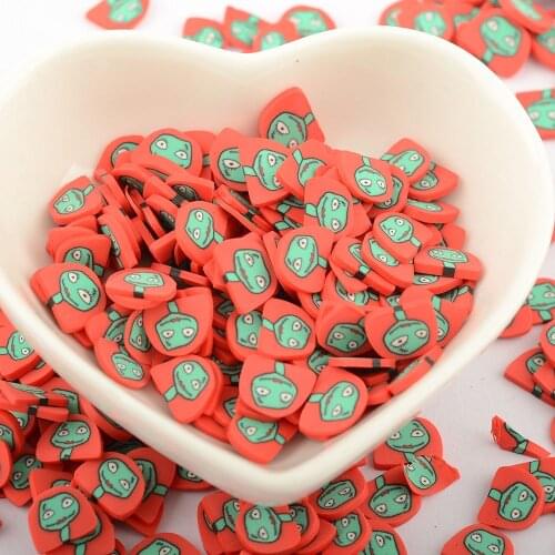 100g/lot Halloween Polymer Red Hair Witch Slices Hot Clay Sprinkles for Crafts Making DIY Decoration Slime Filling Accessories
