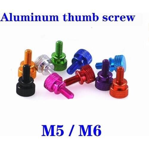 2pcs/lot M5 m6 Step aluminum colourful knurled hand tighten thumb screw
