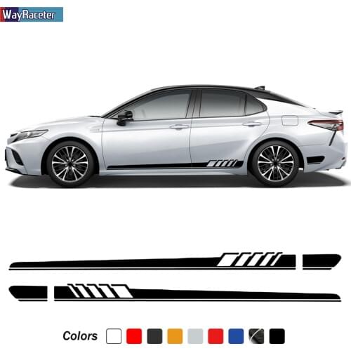 2 Pcs Car Door Side Stripes Skirt Stickers Body Carbon Fiber Vinyl Decal For Toyota Camry Avalon 2018 2019 2020 Accessories