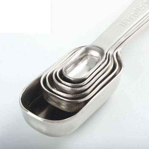 6pcs/Set Stainless Steel Measuring Spoon Teaspoon With Scale Coffee Tea Sugar Scoop Measuring Cups Kitchen Cooking Baking Tools