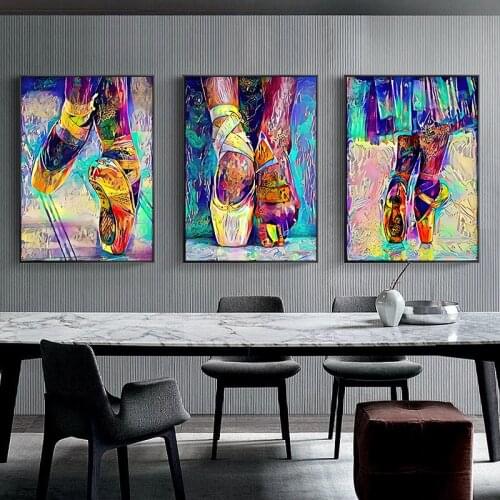 Abstract Colorful Ballet Shoes Canvas Paintings Oil Painting Dance Room Decoration Posters Prints Wall Art Picture For Home