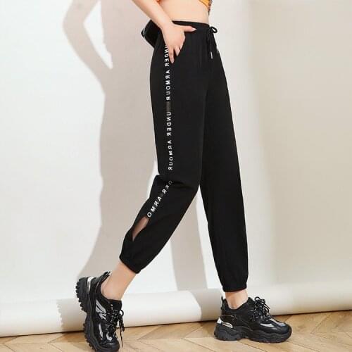 White Sports Pants 2021 Spring Summer New High Waist Letters Loose Thin Large Size Nine Point Radish Pants Womens Clothing