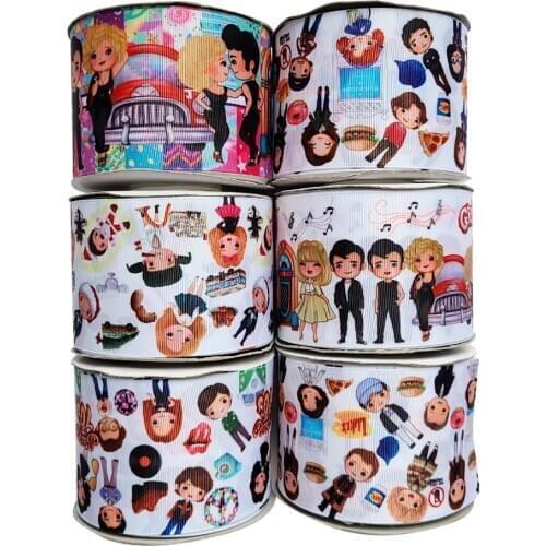 Free shipping 10 yards cartoon printed grosgrain ribbon 46698
