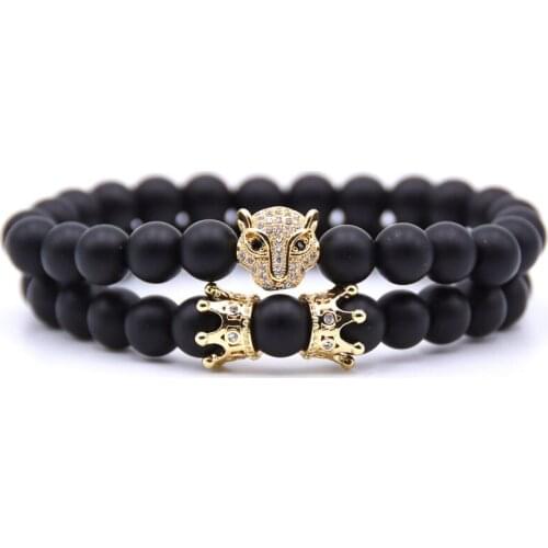 Leopard head Couple Bracelet Men Jewelry Bracelets For Women Pulseira Masculina Jewellery Feminina Bileklik Elastic Crown Armban