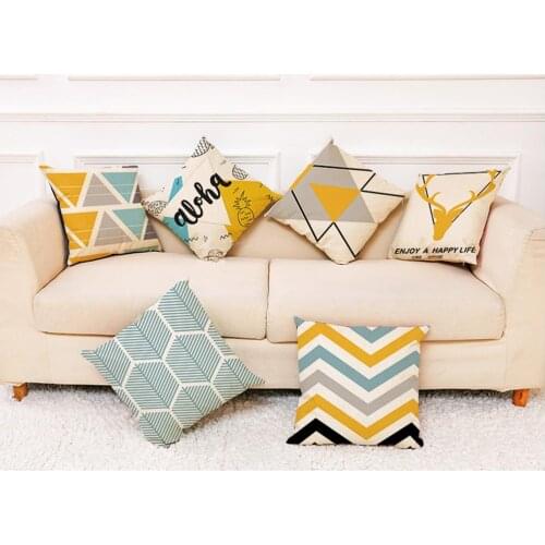 Sofa pillow cushion living room decorative linen cushion and geometric design automobile waist cushion pillow core pillowcase