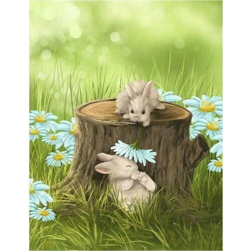 DIY Diamond Embroidery chrysanthemum pattern full square Diamond Painting Cross Stitch kits rabbit Diamond picture Home Decor