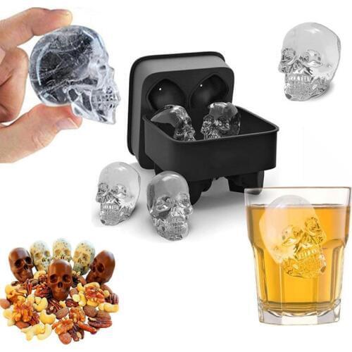 Gadgets Sale Hot Large CubeTray Pudding Mold 3D Skull Silicone 4-Cavity DIY Ice Maker Household Use A Great Mens Gift