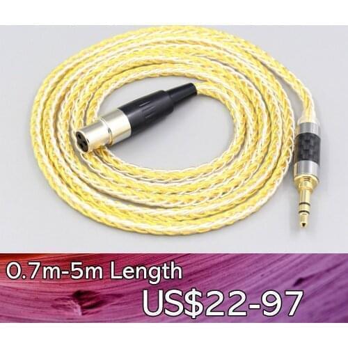 LN007273 8 Core Silver Gold Plated Braided Earphone Cable For Beyerdynamic DT1770 DT1990 PRO AKG K181 pro 2015 M220