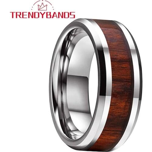 8MM Tungsten Carbide Engagement Ring For Men Women Wedding Band Beveled Edges Polished Shiny
