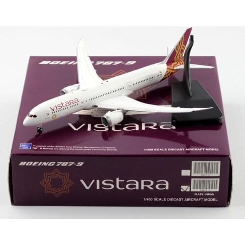 1:400 Alloy Collectible Plane JC Wings XX4251A Vistara Airlines "Dreamliner" B787-9 Diecast Aircraft Model Reg#VT-TSE Flaps Down
