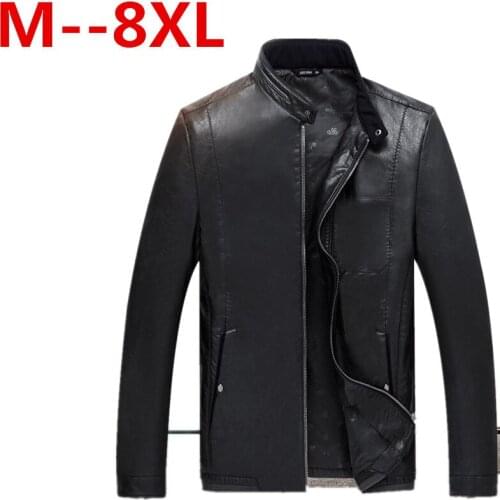 Plus size 10XL 8XL 6XL 5XL Causal Leather Jackets Male Long Sleeve Winter Thick Pocket Mens PU Bomber Outerwear Hot Sale Zipper