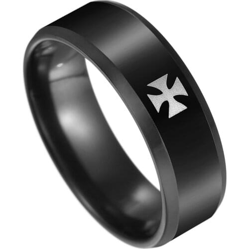 BAECYT Titanium Steel Knight Templar Cross Rings Black Punk Crusaders Band Rings For Mens Promise Jewelry Anel Dropshipping