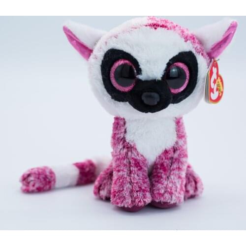 15 cm Ty Doudou Linus Shiny Eyes Pink Face Long-tailed Lemur Doll Birthday Gift Soft Plush Toy For Children