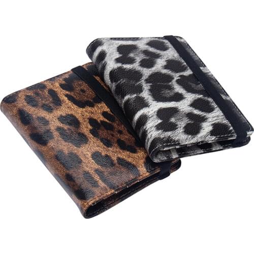 Leopard pu Leather Passport Cover Travel with bandage Bag Passport Case Built in RFID Blocking Protect personal information