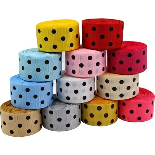Solid Color Dots Geometric Grosgrain Ribbons, Printed point Pattern for Gift Wrapping Home Decor 1-1/2 Inch X 5 Yard
