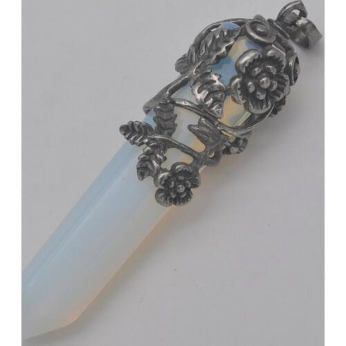 Opal Stone GEM Pillar Pendant Flower Plants Jewelry For Woman Gift S238