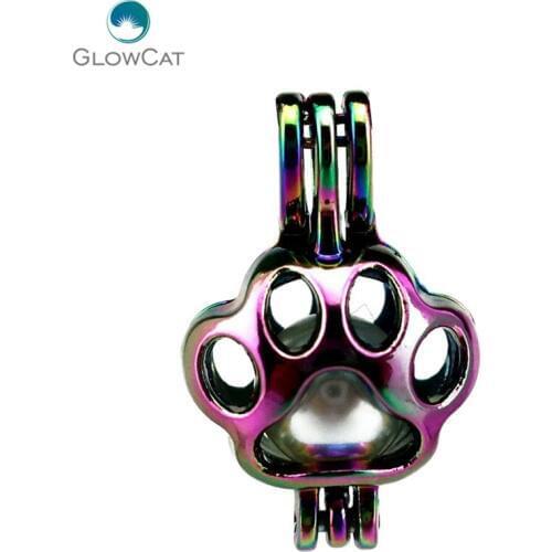 C445 5pcs/lot COLORS Multicolor Cat Kitten Footprint Pendant Locket Fairytale Party Essential Oil Diffuser