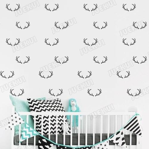 Antlers Animals Pattern Wall Stickers for Bedroom Nursery Girls Art Decoration Vinyl Wallpaper Decals Home Poster TA348