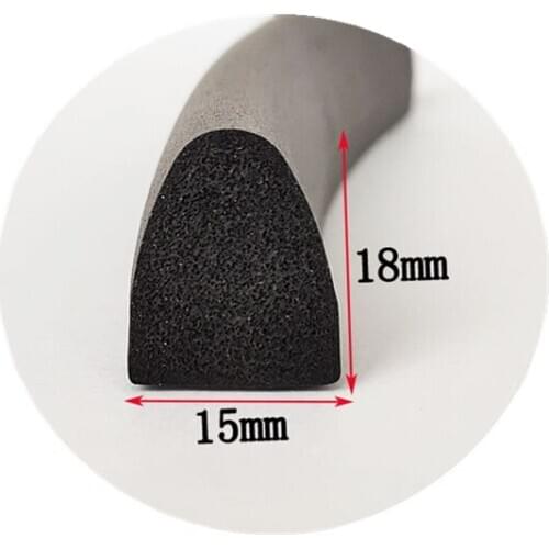 Self-adhesive EPDM Rubber Foam Sponge Seal Strip Half Round D Insulation Bar 15x18mm Thick Black