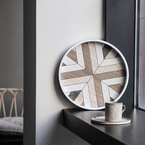 Nordic Dessert Plate Wooden Serving Tray Afternoon Tea Time Coffee Cake Plates Hexagonal Round Desserts Food Organizer Platter